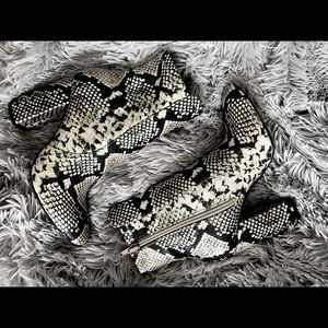 FAUX SNAKESKIN ANKLE BOOTS